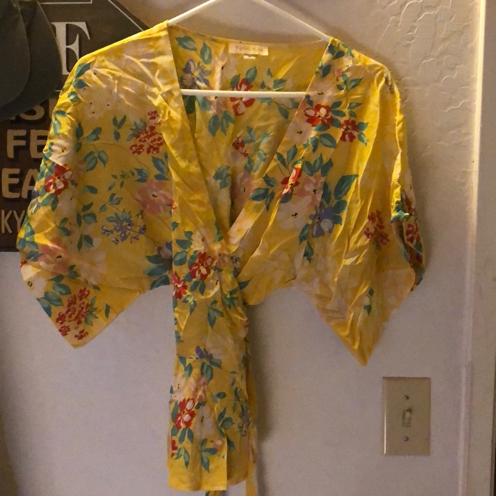 Anthropologie Yumi Kim silk wrap blouse, M